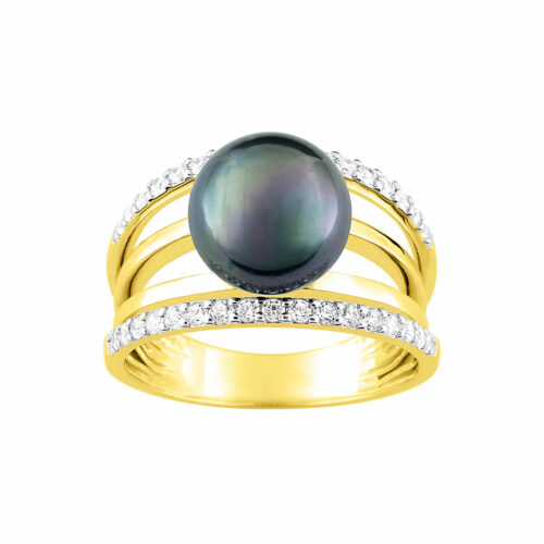 tahitian pearl ring yellow gold