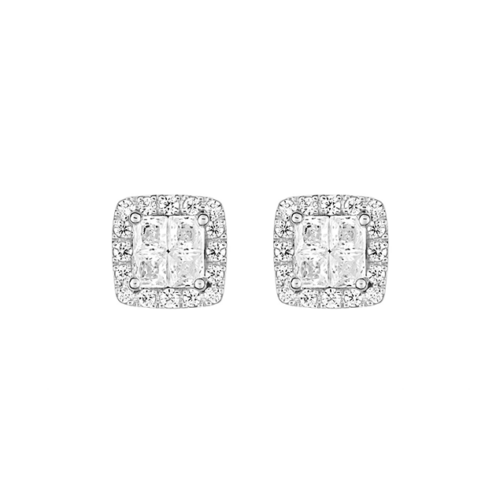 diamond square stud earrings