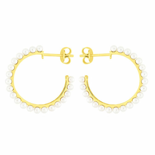 pearl gold hoop earrings