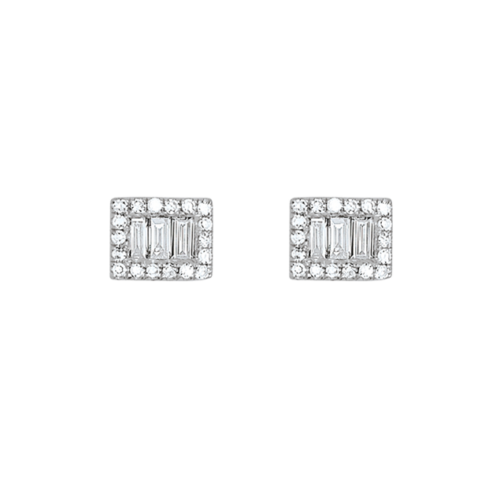 diamond rectangle stud earrings