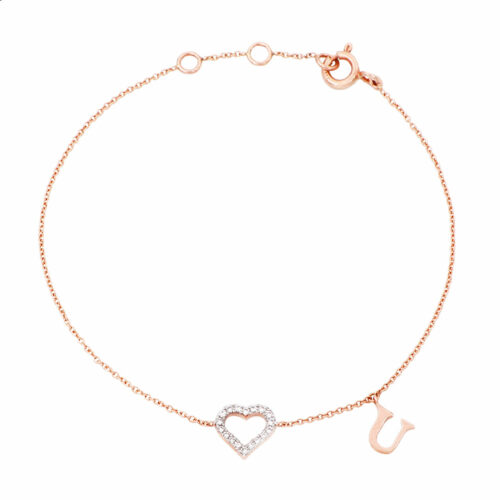 diamond heart rose gold bracelet