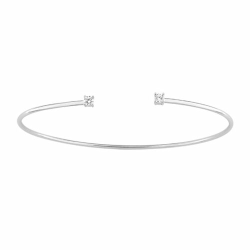 two diamond white gold bangle