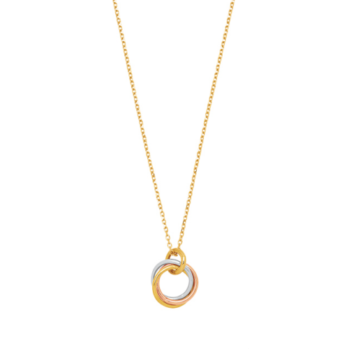 three gold colour necklace