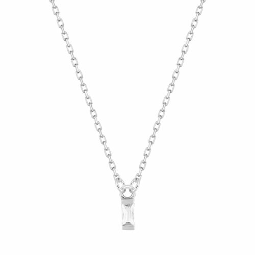 baguette solitaire diamond necklace