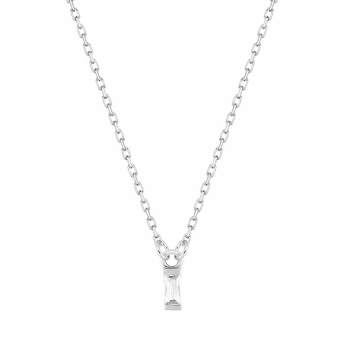 baguette solitaire diamond necklace