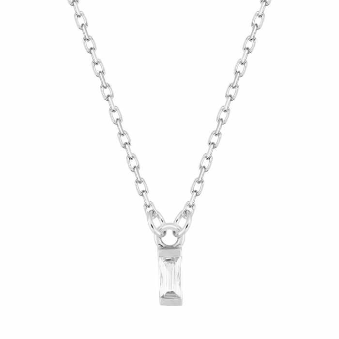 baguette solitaire diamond necklace