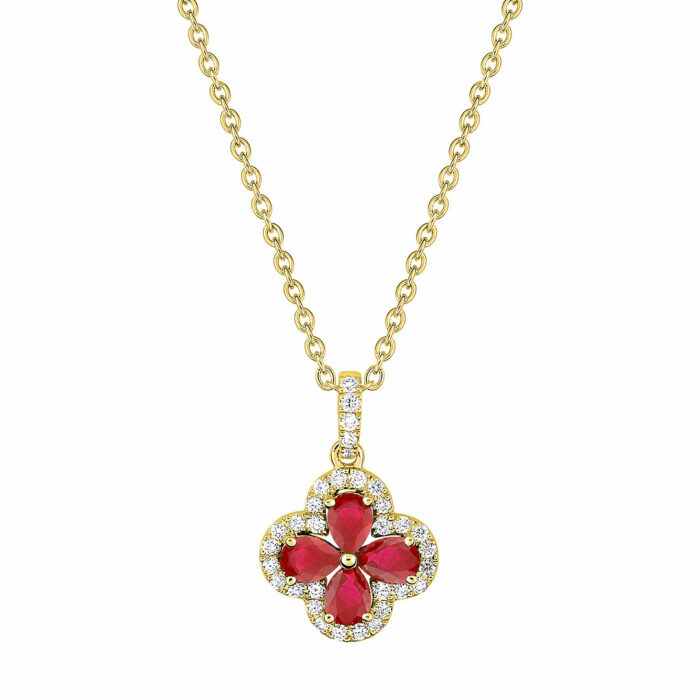 Ruby Flower Necklace – Yellow Gold