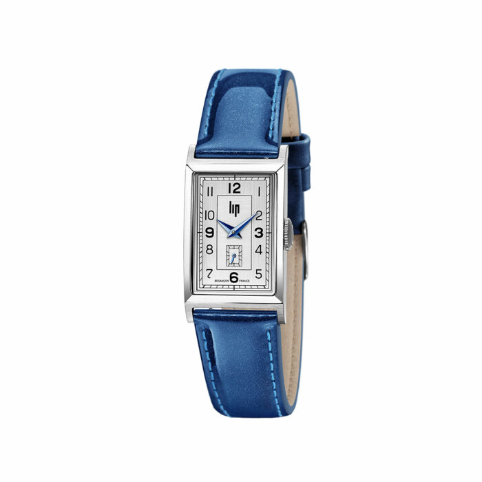 watch with a blue bracelet