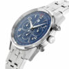 blue dial stainless steel watch men