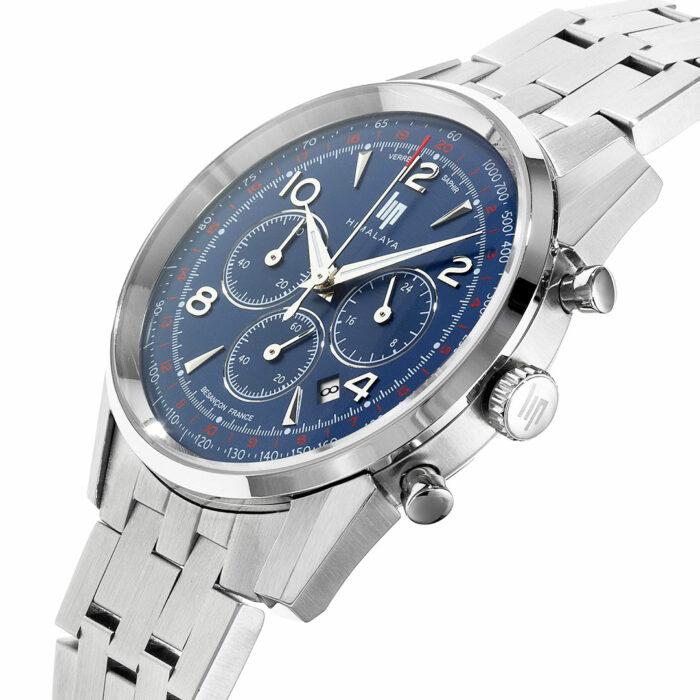 blue dial stainless steel watch men