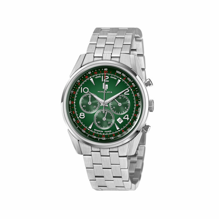 green dial stainless steel watch men