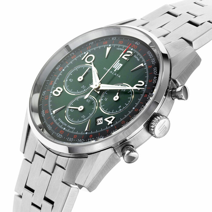 green dial stainless steel watch men