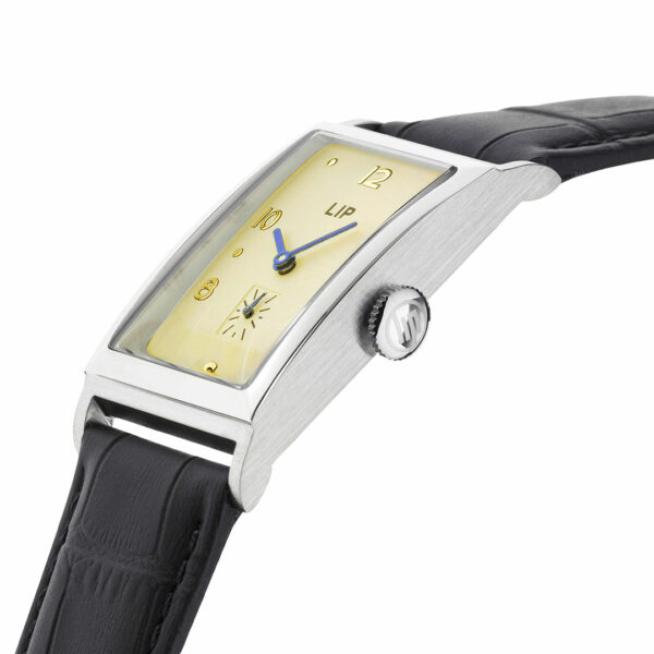 Lip Orologio Churchill T24 Uomo - Cassa Rettangolare Acciaio 316L, Quadrante Argento, Cinturino In Pelle Blu - Made In France, Quarzo Miyota - 5