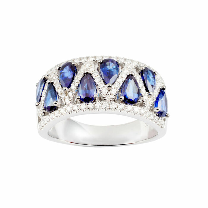 Harlequin Sapphire Ring - White Gold