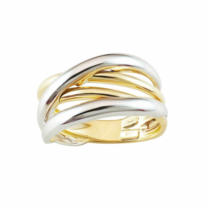 Two-Tone Intertwined Ring - Yellow and White Gold