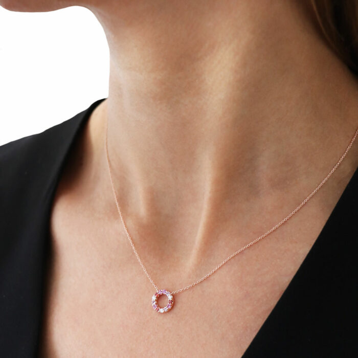 Rainbow Necklace - Rose Gold with sapphires - Image 2