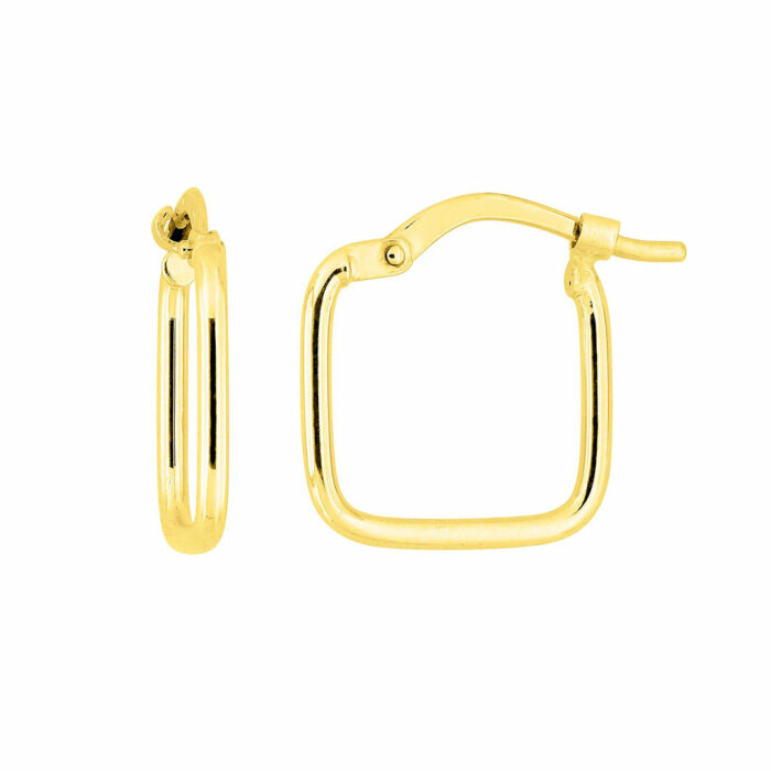 Square Hoop Earrings - Diameter 10mm in Yellow Gold