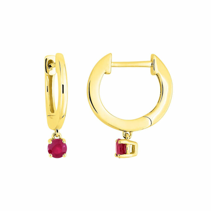 Colors Hoop Earrings - Ruby Yellow Gold