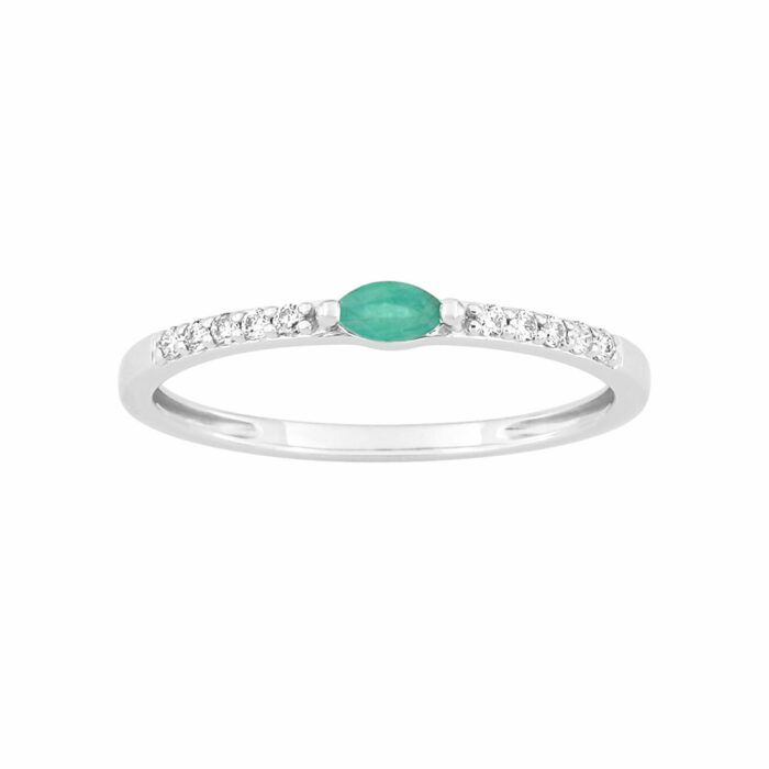 Signature Ring - Emerald Diamonds Gold