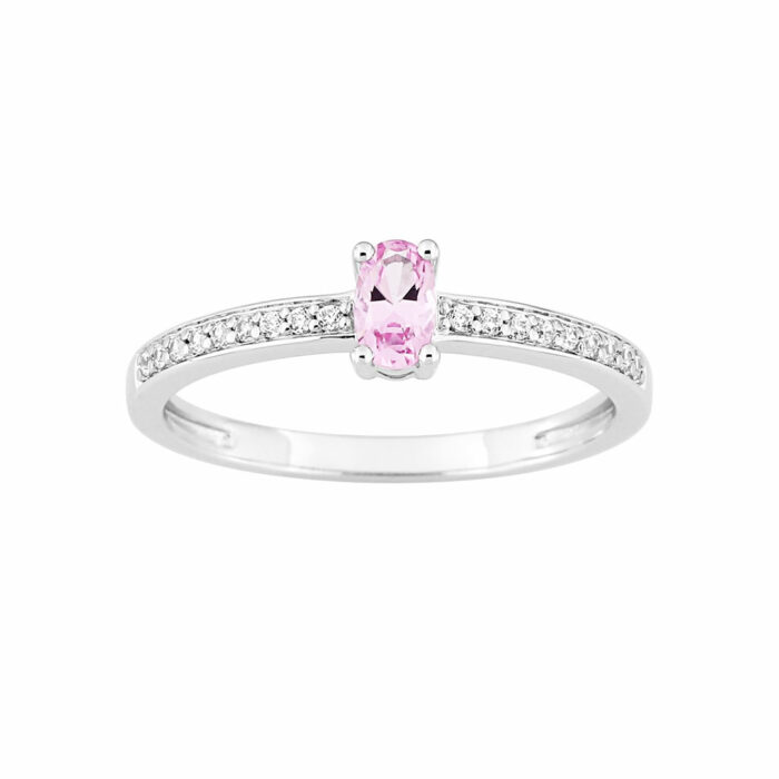 Lollipop Ring – Pink Sapphire Diamonds White Gold
