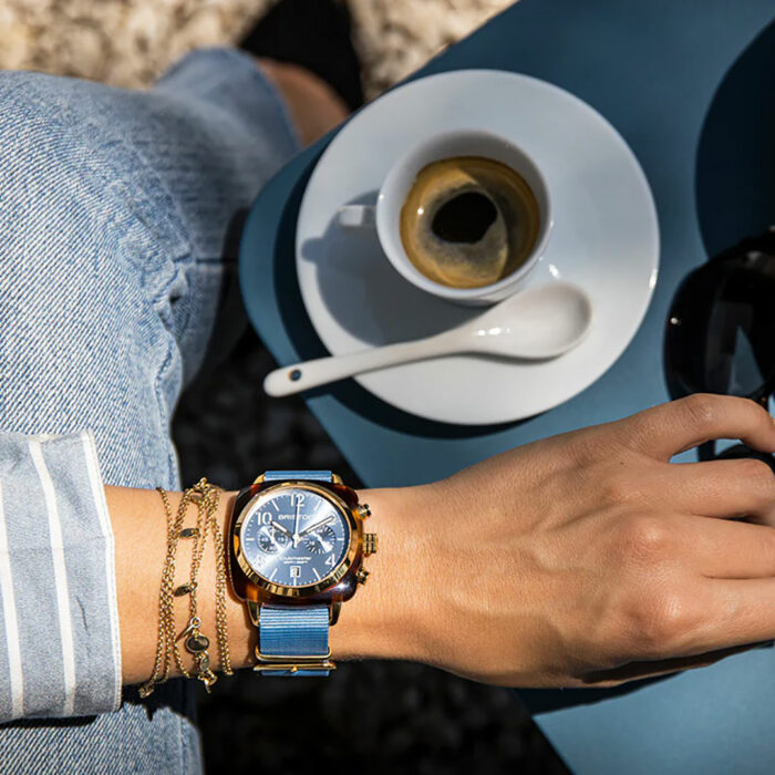 Briston Clubmaster Gold Ice Blue Watch - Image 2