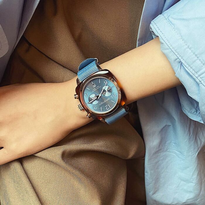 Briston Clubmaster Gold Ice Blue Watch - Image 4