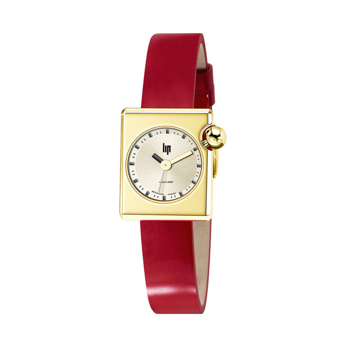 Lip Mach 2000 Mini Square Golden Red Watch 671186