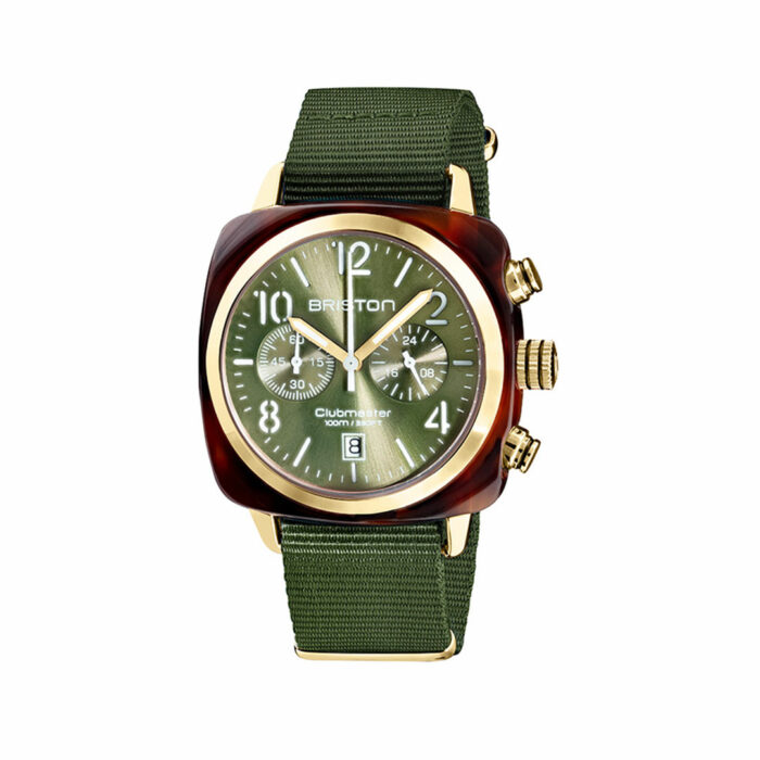 Briston Clubmaster Classic Green Gold Watch