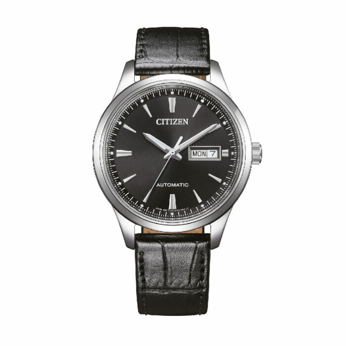Citizen Platform Mechanical Black Leather Watch NY4058-01E