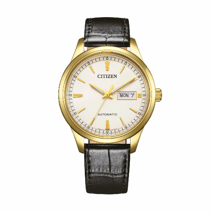 Citizen Platform Mechanical Leather Gold Watch NY4059-09A